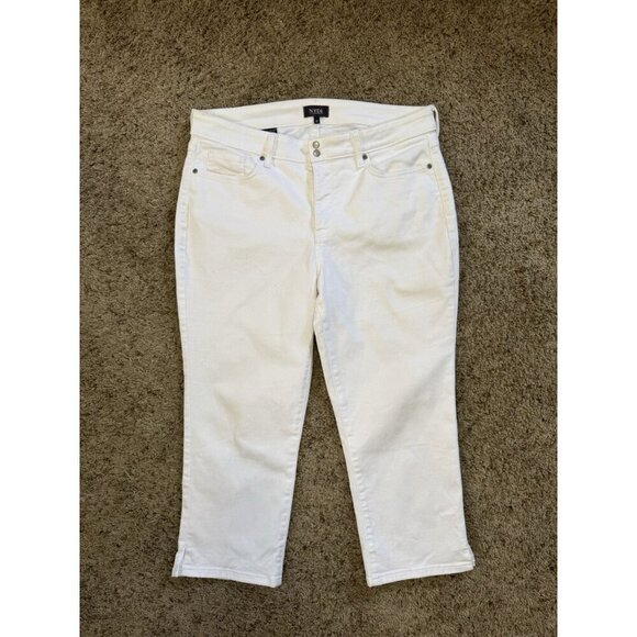 NYDJ White Capri Denim Jeans Side Slit Preppy Casual Basic Minimalist 12 34x21 - Picture 1 of 10
